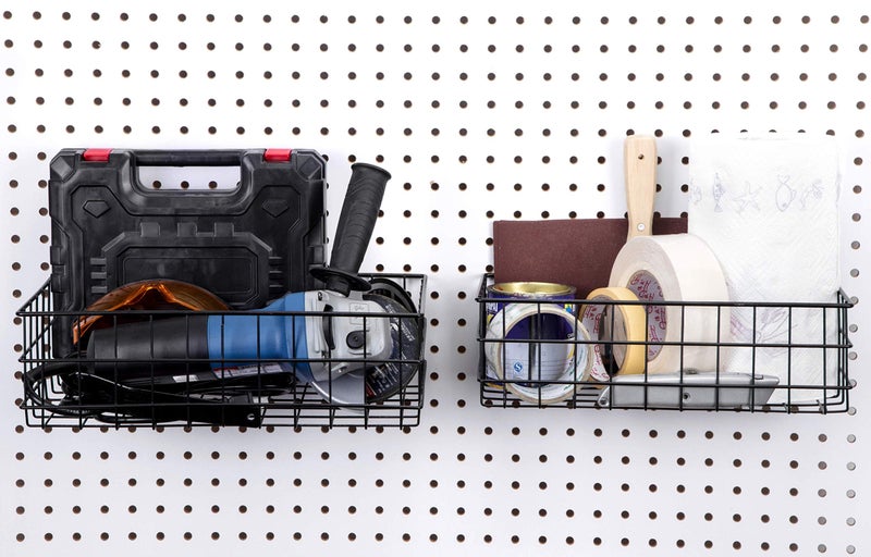 Right Arrange RightArrange Pegboard Basket Set of 2 - XLarge + Large Size Basket, Black - Hooks to Any Peg Board - Organize Tools, Workbench, Accessories, Garage Storage - Wall Organizer Attachments - Image 2